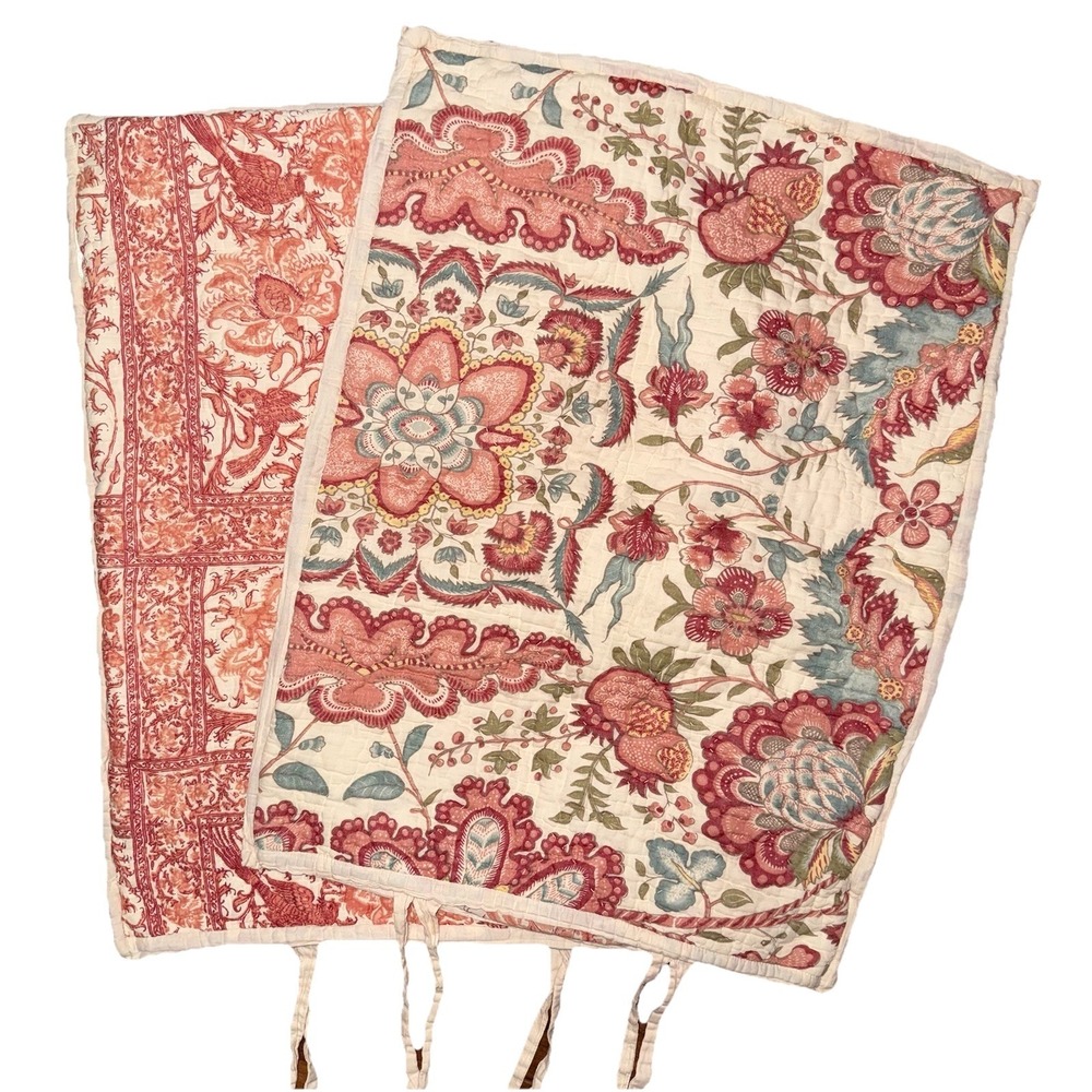 Pottery Barn Floral Bird Standard Pillow Shams Set 2 Cottagecore Bohemian Luxury